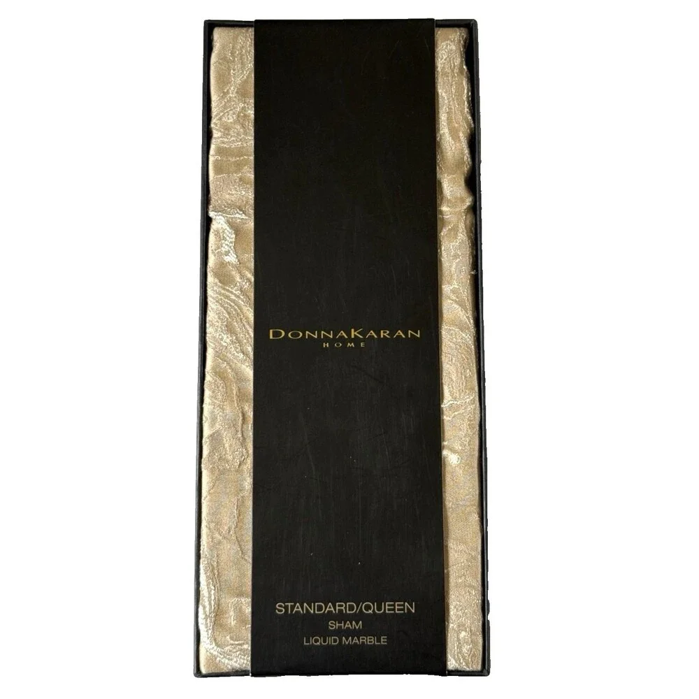 Donna Karan Liquid Marble 20x30 Standard Queen Set of 2 Shams Sham Gold Luxury